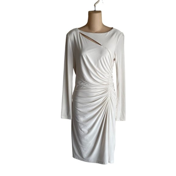 Lauren Ralph Lauren Dresses & Skirts - Lauren Ralph Lauren Evening Womens Dress Size 4 Beige Long Sleeve Lined Stretch